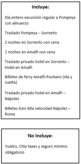 Hoteles o similares del circuito Caruso por la Costa Amalfitana y Sorrento en español 2024