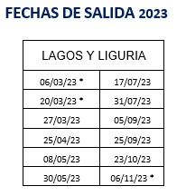 Salidas circuito Lagos y Liguria 2023