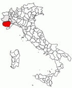 Situacion de la provincia de Cuneo en Italia