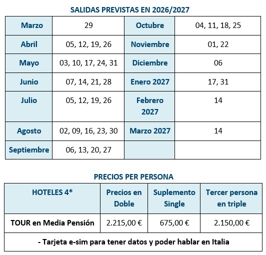 Salidas circuito Barocco 8 dias 2026 - 2027 desde Catania