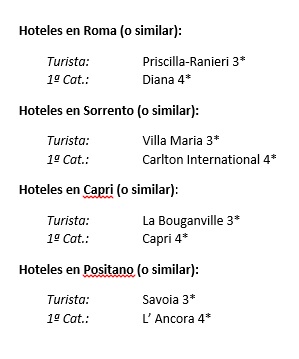 Hoteles o similares del circuito Dolce Vita por la Costa Amalfitana, Sorrento y Capri en español 2023