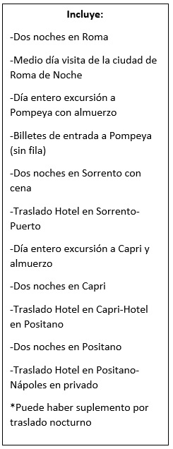 Hoteles o similares del circuito Dolce Vita por la Costa Amalfitana, Sorrento y Capri en español 2024
