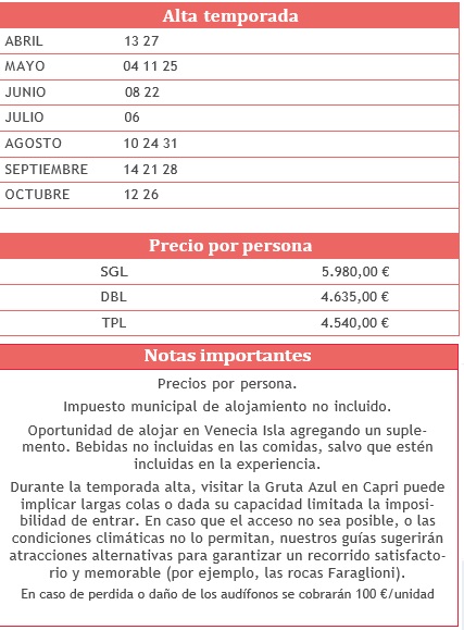 Salidas del circuito FANTASIA 17 dias Italia Clásica 2026