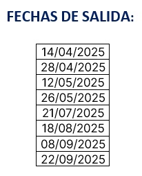 Salidas circuito Lagos y Liguria 2025