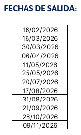 Salidas circuito Lagos y Liguria 2026
