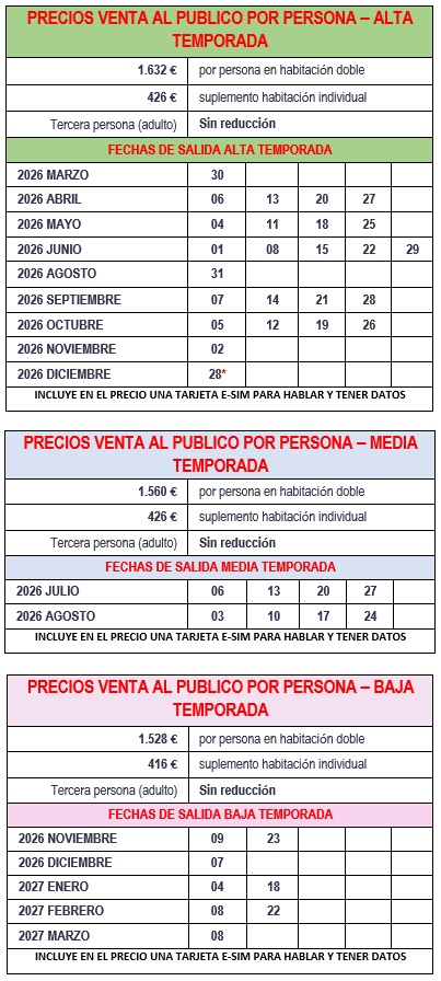 Salidas circuito Concordia 2026 - 2027
