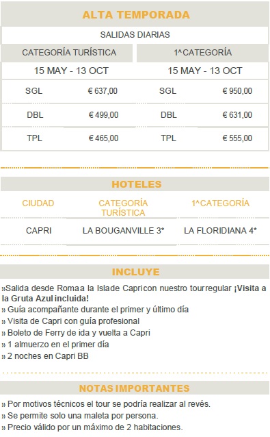 Precios del tour a Nápoles y Capri desde Roma, 3 días 2021