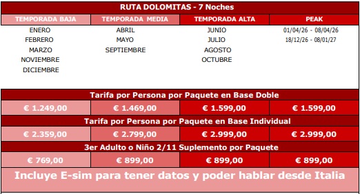 Dolomitas en coche, FLY 6 DRIVE, 8 DIAS 2026