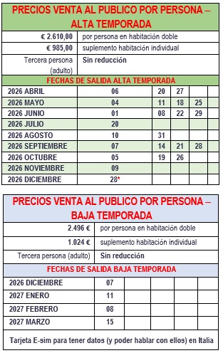 Salidas del circuito Serenissima, 2026 - 2027