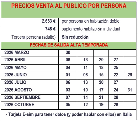 Salidas circuito Sicilia y Malta 2026