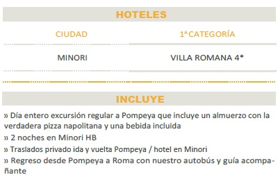 Hoteleria del tour por la Costa Amalfitana en minori, 3 días 2021
