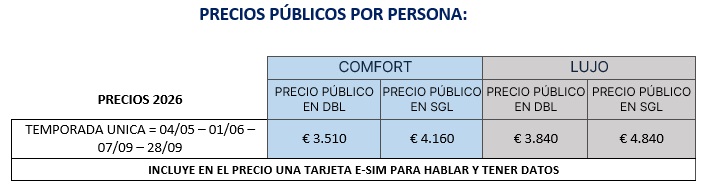 Precios del tour de Cerdeña y Corcega desde Olbia 2026