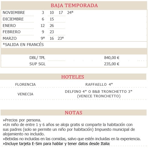 Precios y salidas del tour desde Roma, por Asis, Siena, Florencia, Bolonia, Padua, con final en Venecia, 4 días 2025/2026