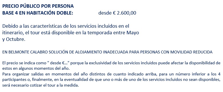 Precios del tour por Calabria