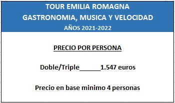 Precios del tour por Emilia Romagna