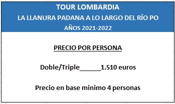 Precios del tour por Lombardia