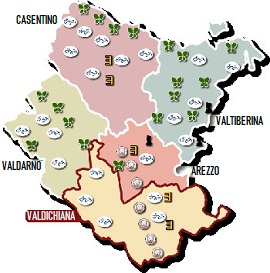 Situacion de Valdichiana en la provincia de Arezzo