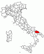 Situacion de la provincia de Bari en Italia