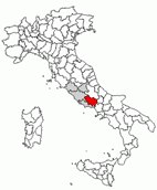 Situacion de la provincia de Frosinone en Italia