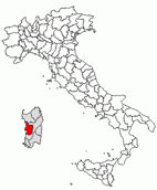 Situacion de la provincia de Oristano en Italia