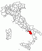 Situacion de la provincia de Salerno en Italia