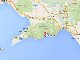 Situación de Amalfi en la Costa Amalfitana