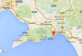 Situacion de Cetara en la Costa Amalfitana