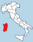 Situacion de la Region de Cerdeña en Italia