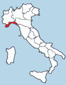 Situacion de la Region de Liguria en Italia