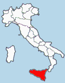 Situacion de la Region de Sicilia en Italia